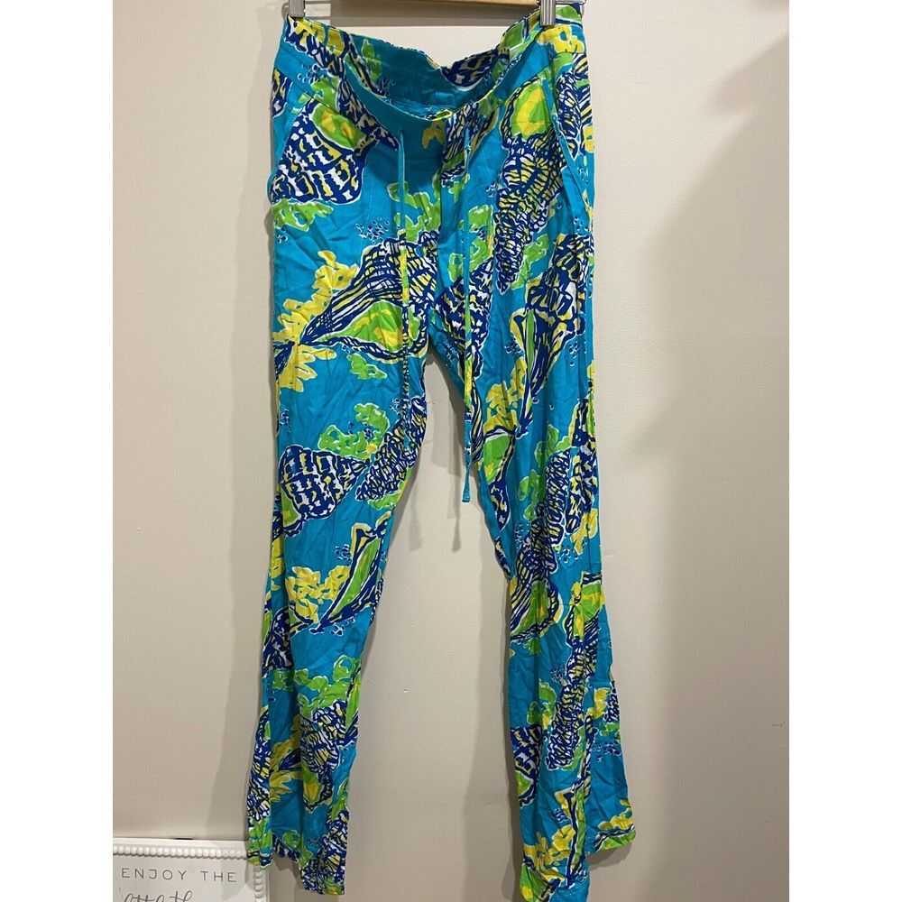 Lilly Pulitzer M Sound the Horn Crop Ankle Palazzo Beach Pants Rare! Great Cond.